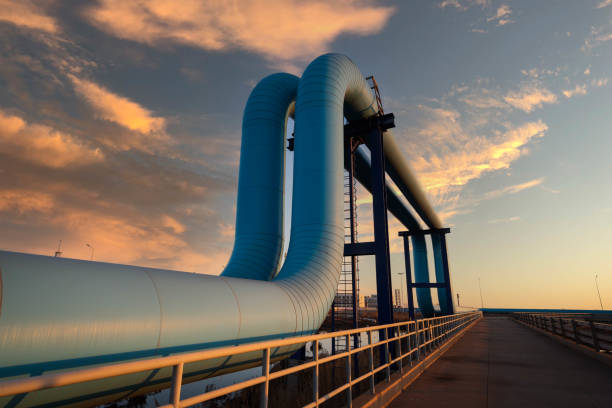 Oil pipeline in the sunset Oil pipeline in the sunset